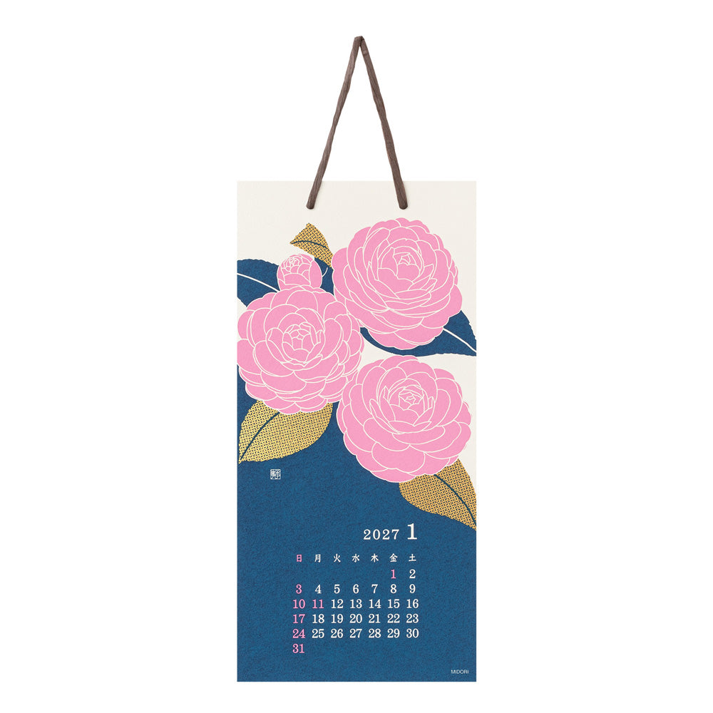 Midori Echizen Washi Wall Calendar S - Flower