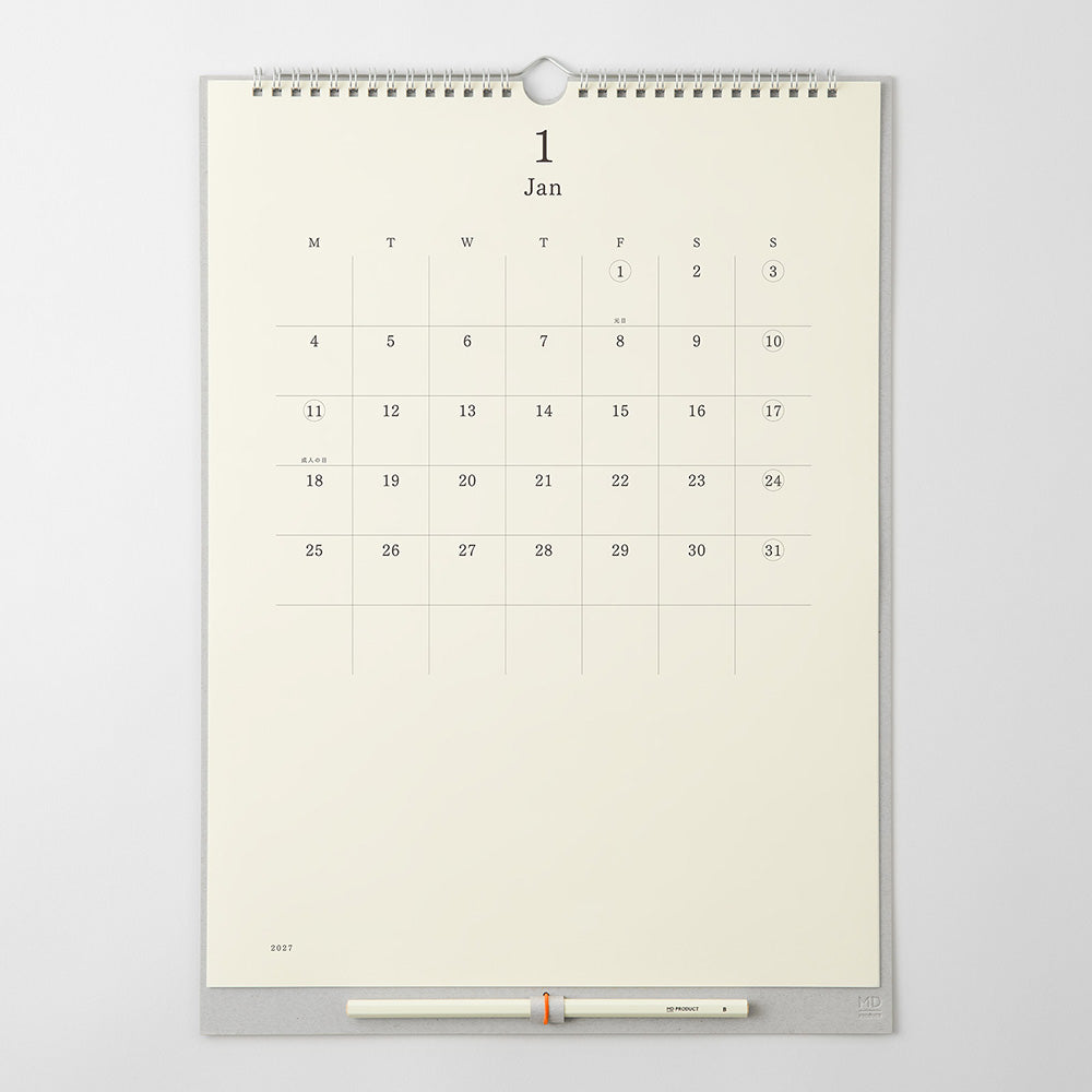 Midori MD Wall Calendar with Pencil
