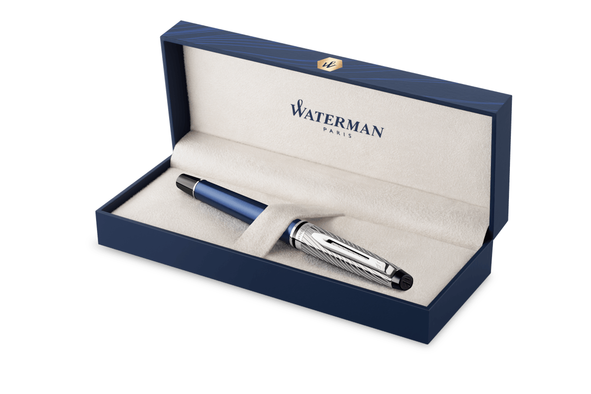Waterman Expert Deluxe Rollerball Pen - Metallic Blue Lacquer