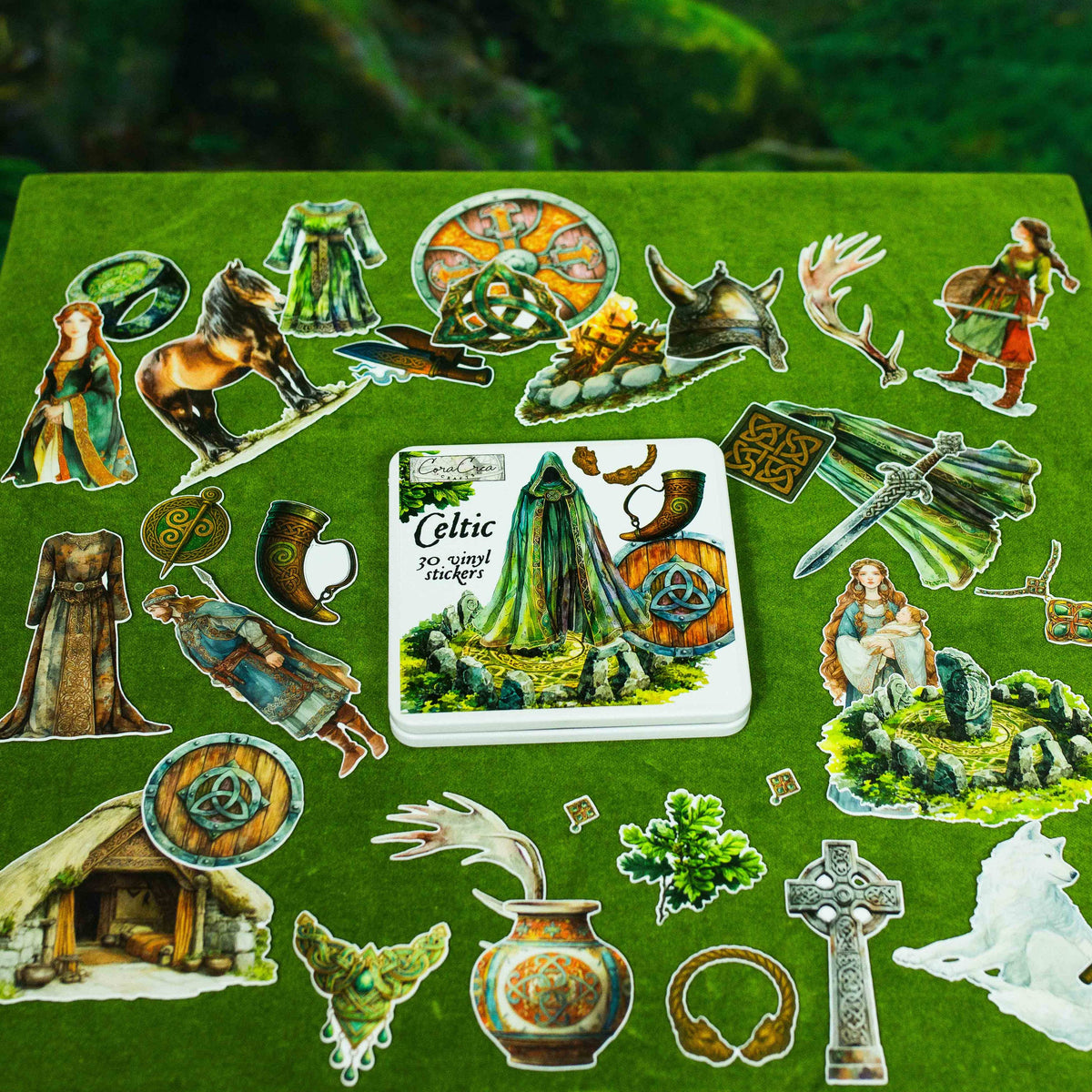 CoraCreaCrafts Celtic Sticker Tin Box