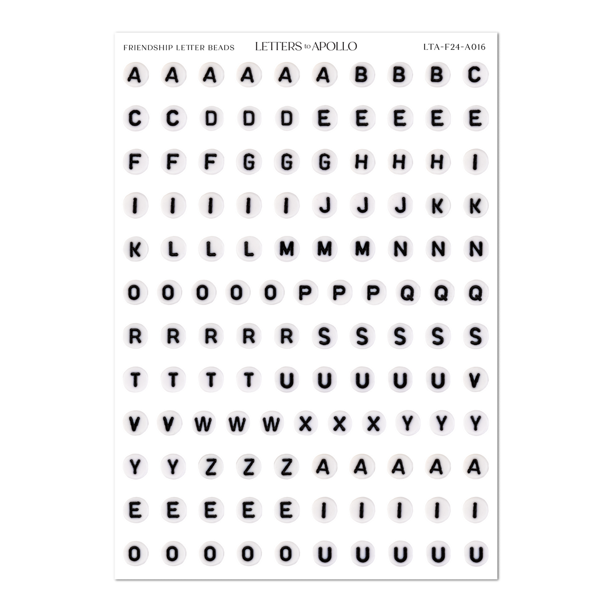 Letters to Apollo - Friendship Bead Letters Sticker Sheet