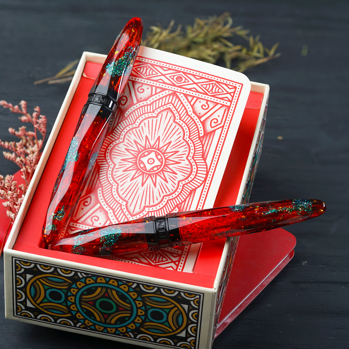 Benu Briolette Fountain Pen - Ruby Forest