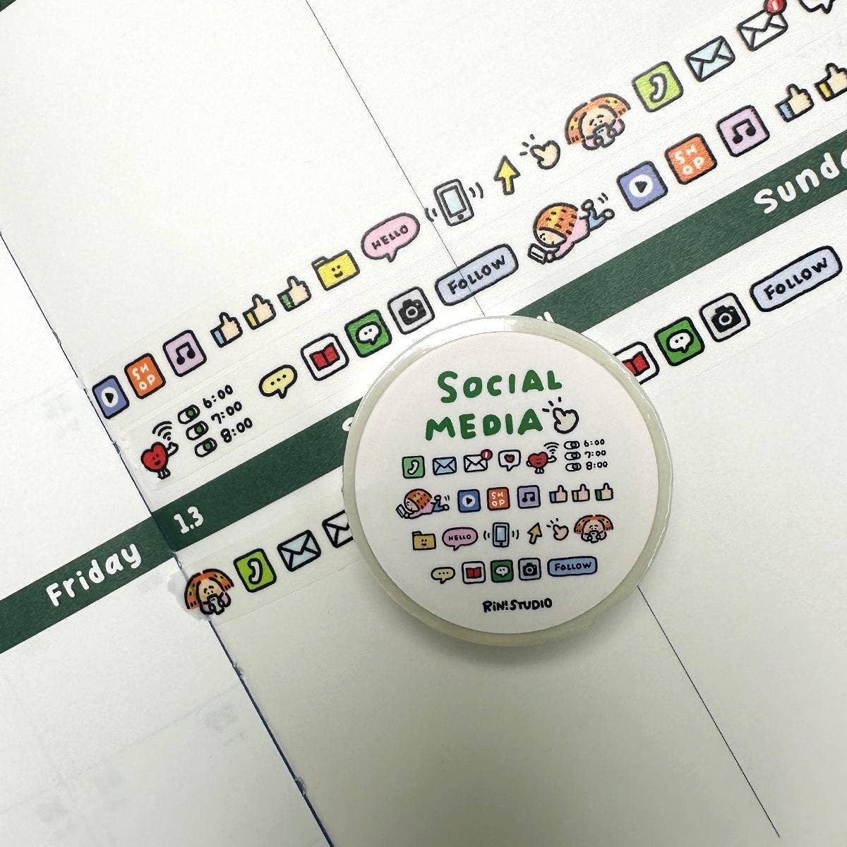 RiN! Studio Social Media Mini Washi Tape
