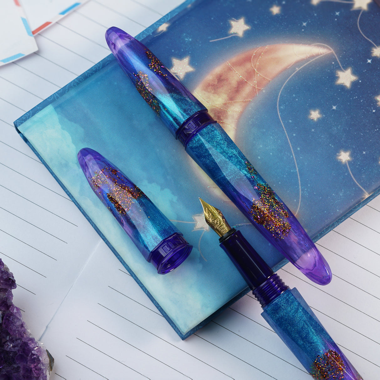 Benu Briolette Fountain Pen - Amethyst Tide