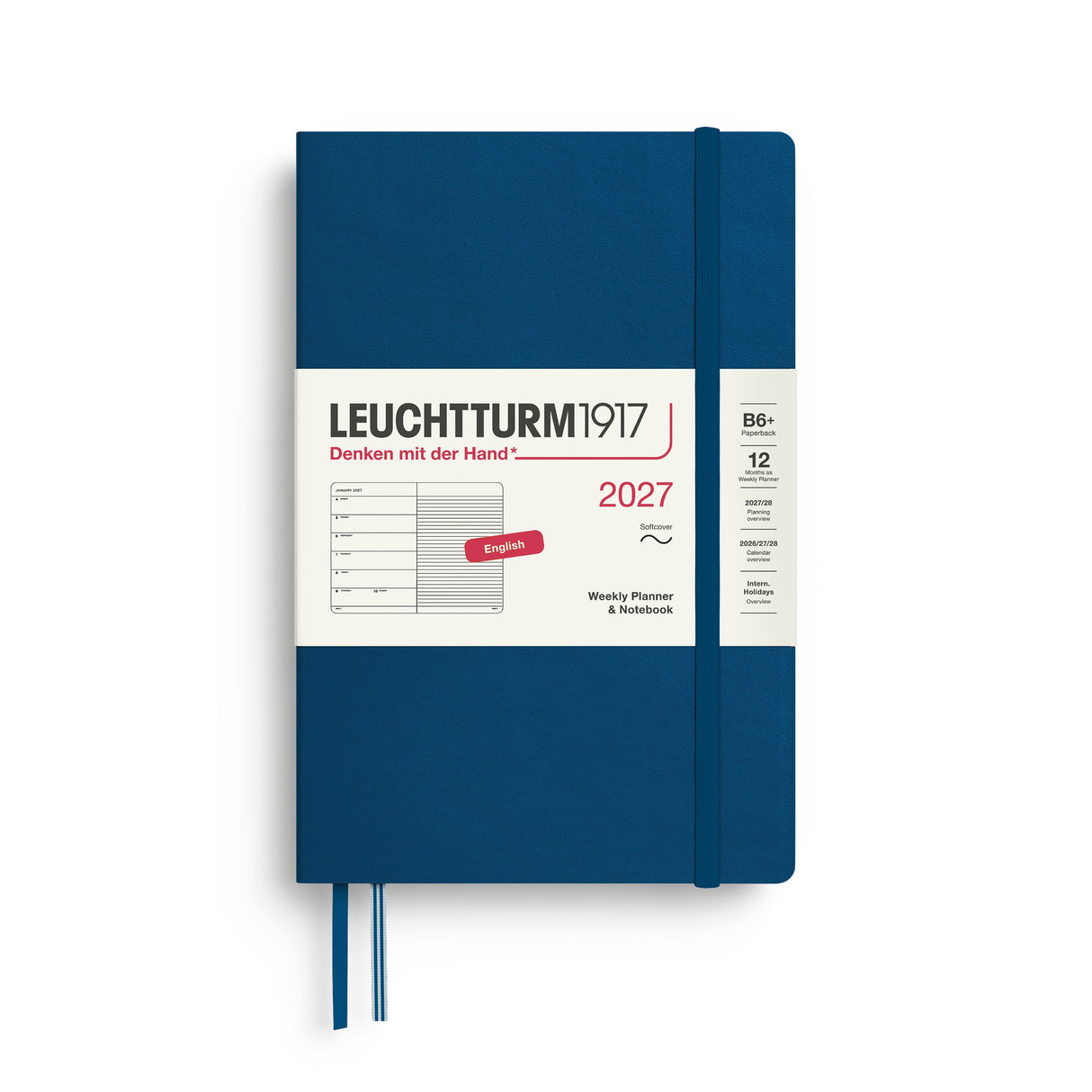 Weekly Planner & Notebook 2027, 12 Months, Ruled, English – Paperback (B6+) Softcover Indigo