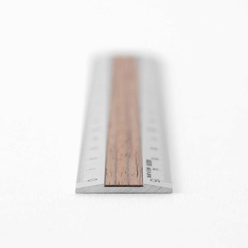 Midori Aluminum Wooden Ruler 15cm - Dark Brown