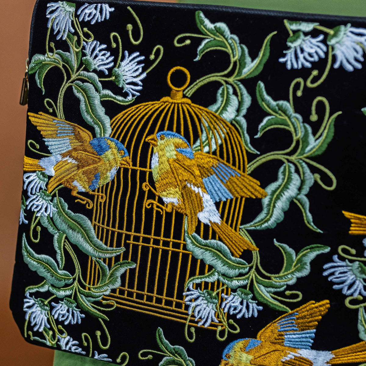 CoraCreaCrafts Bird Embroidered Notebook & Pouch