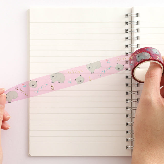 Green Flash Animal Department Store Gold Foil Clear Masking Tape - Wombat