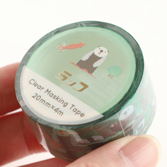 Green Flash Animal Department Store Gold Foil Clear Masking Tape - Sea Otter