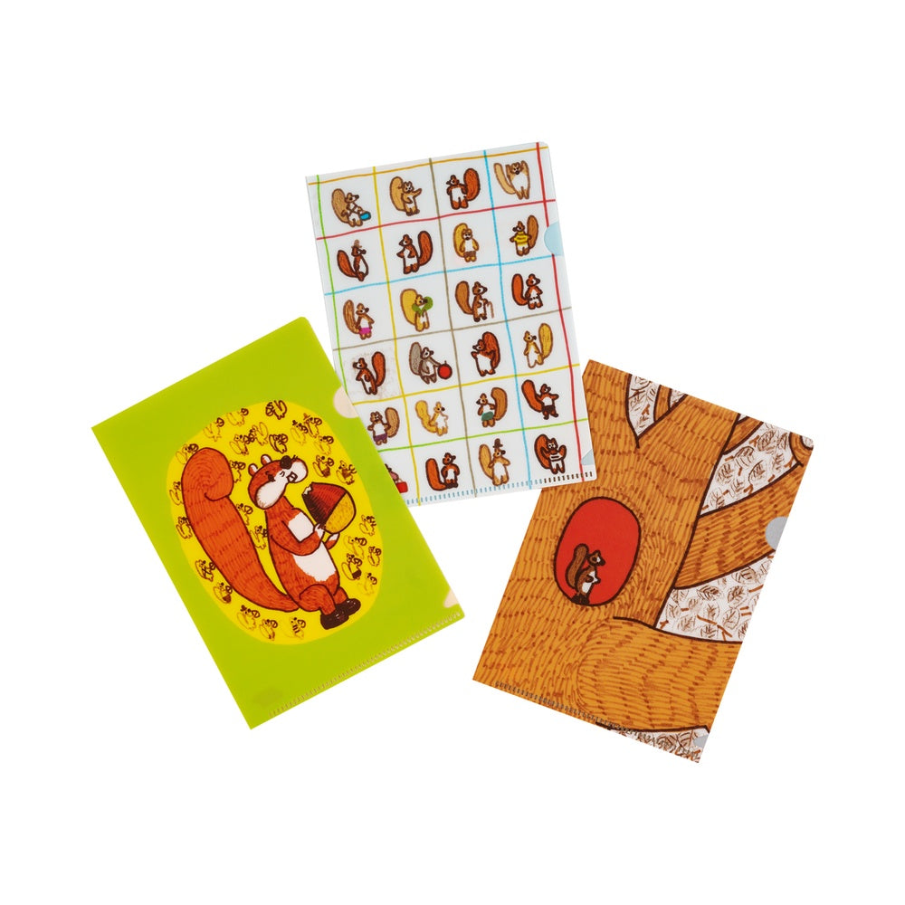 Hobonichi 100%ORANGE: Hobonichi Folder Set of 3 for A6 Size (Squirrel’s Moving Day)