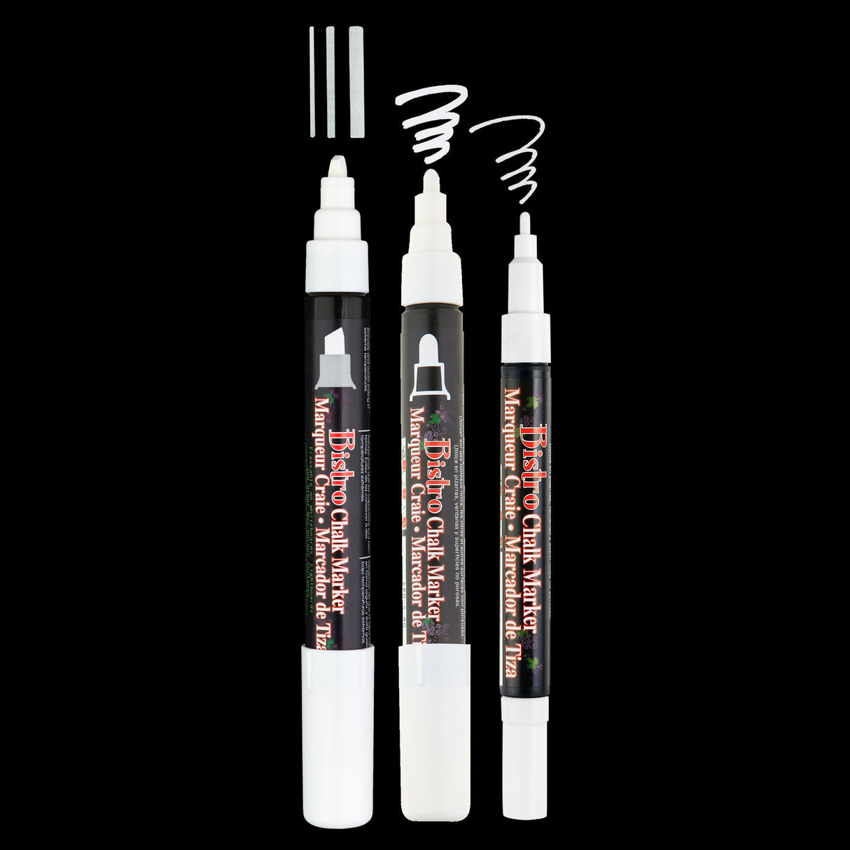 Bistro Chalk Markers - White - Combo Chisel, Broad, and Fine Set