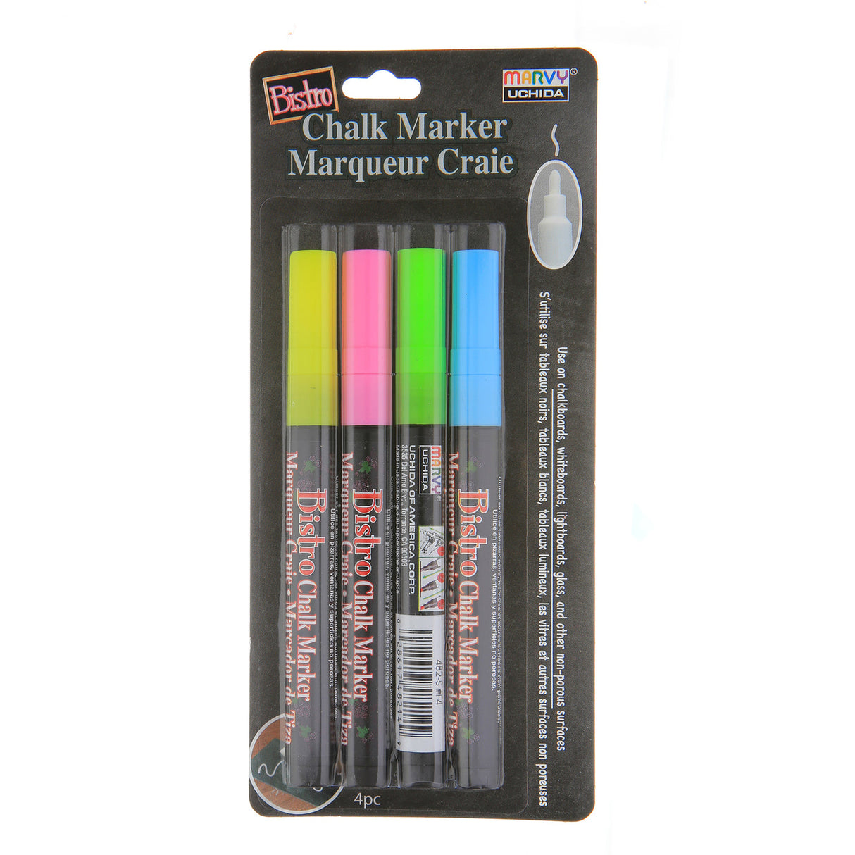 Bistro Chalk Fine Point Markers - Fluorescent A - Set of 4