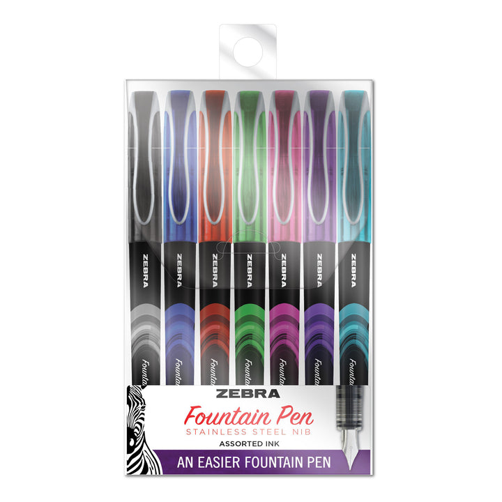 Zebra Fountain Pen - 0.6 mm - Assorted (7-Pack)