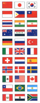 Okuyama & Co Transfer Stickers - Sparkly National Flags