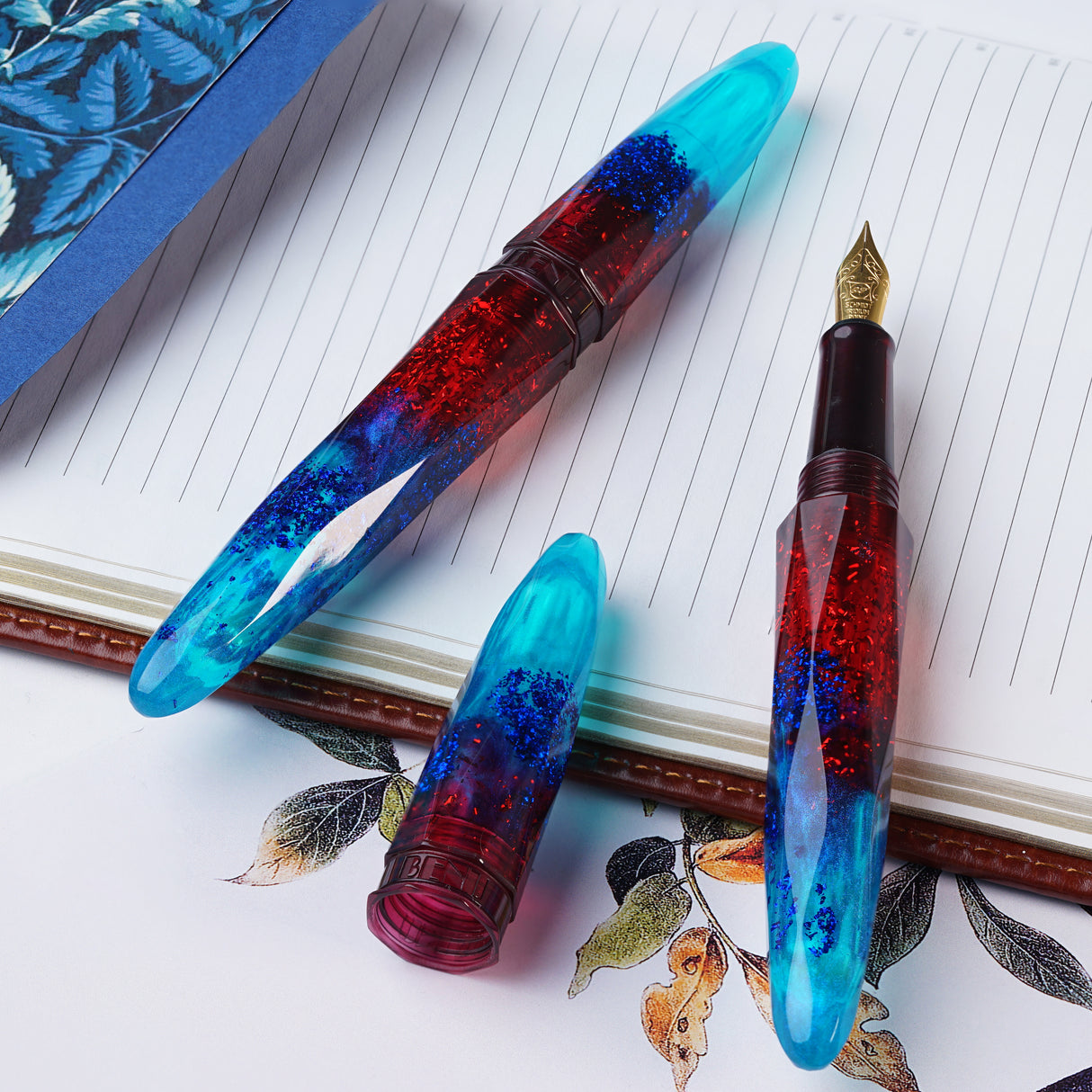 Benu Briolette Fountain Pen - Fiery Azure