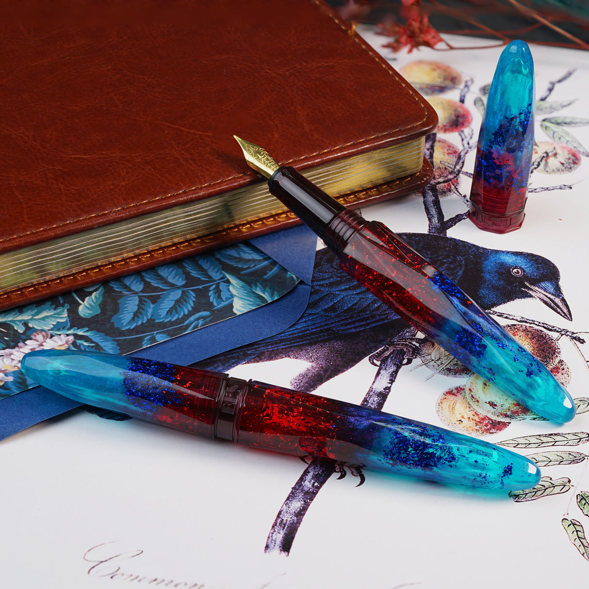 Benu Briolette Fountain Pen - Fiery Azure