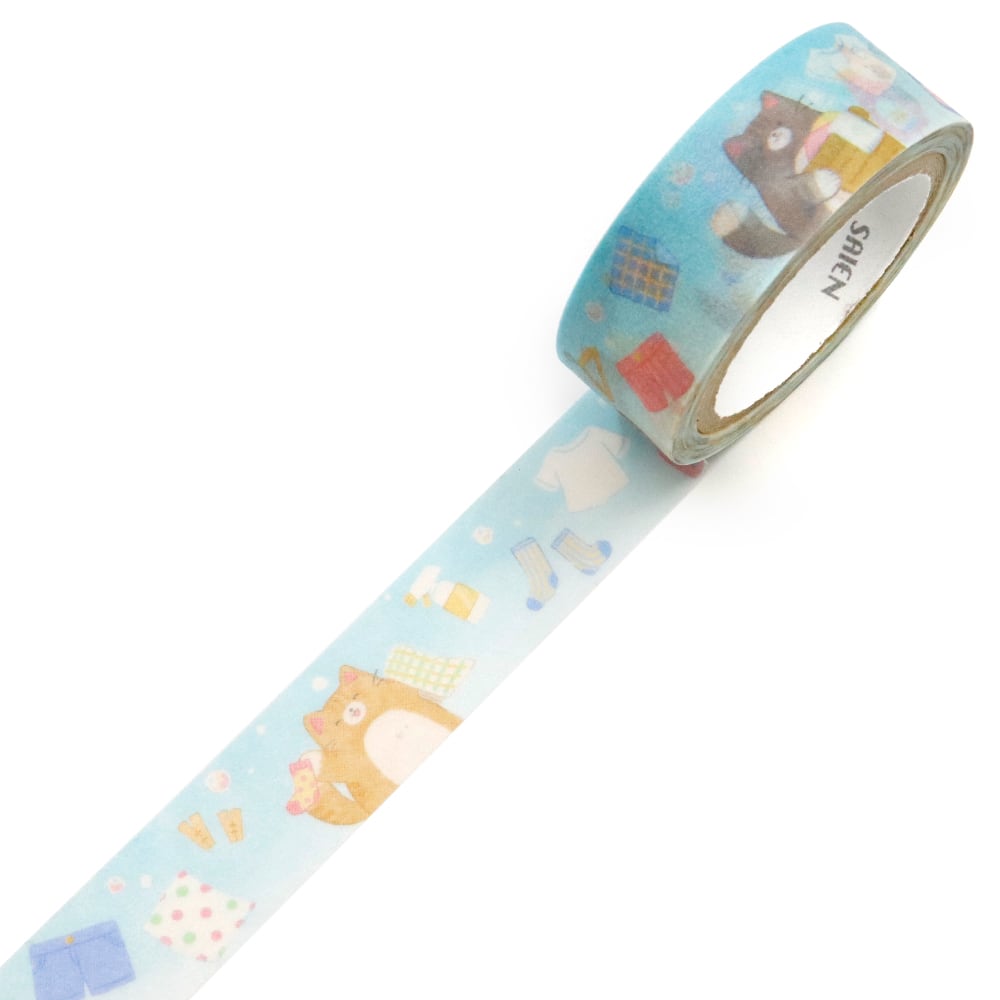 Kamiiso Washi Tape - Cat Laundry