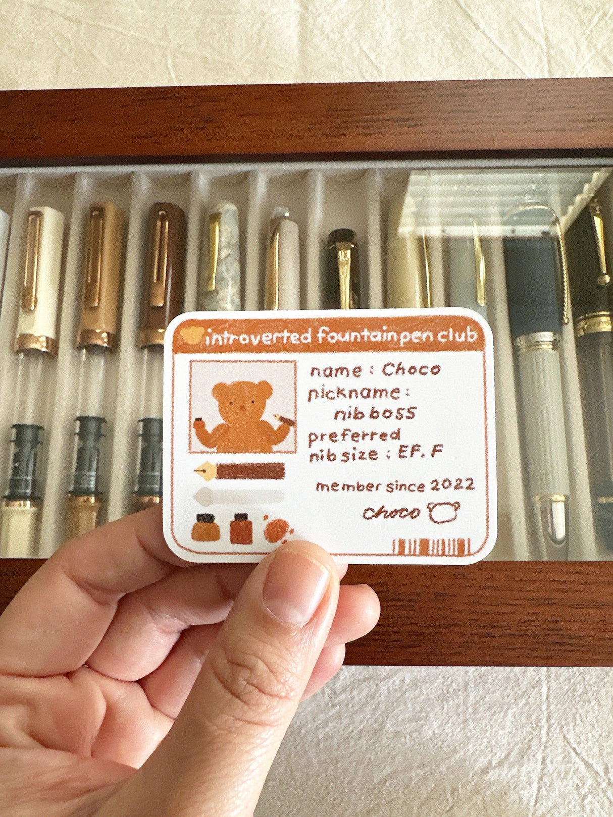 Bloom Paper Studio Choco's Introverted Fountain Pen Club ID Die Cut Sticker