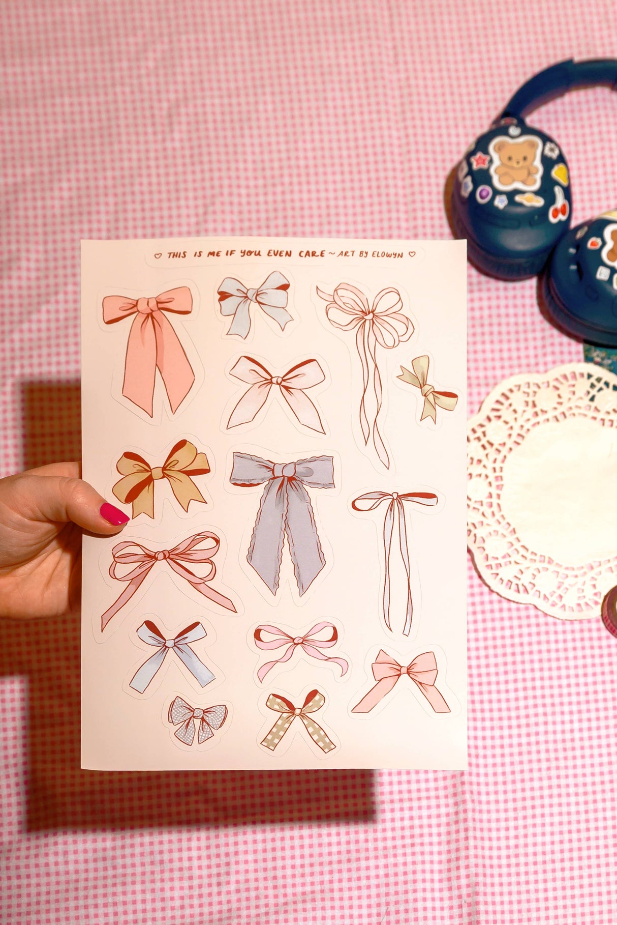 Art By Elowyn Bows - 8.5" x 11" Sticker Sheet