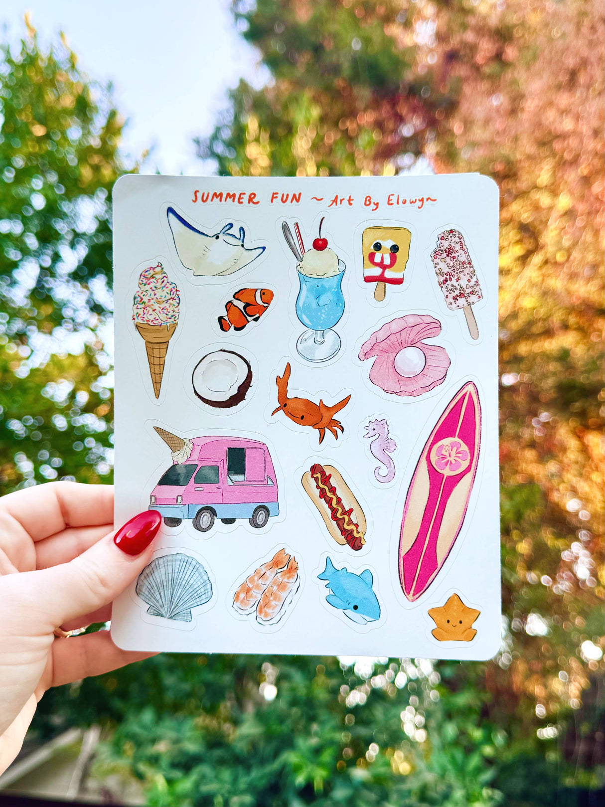 Art By Elowyn Summer Fun - 5" x 7" Sticker Sheet