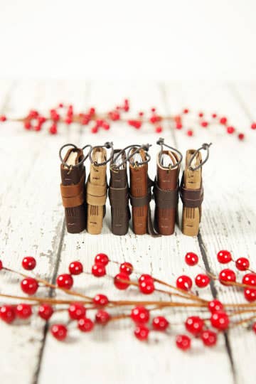 Mini Leather Journal Christmas Tree Ornament: Bright White