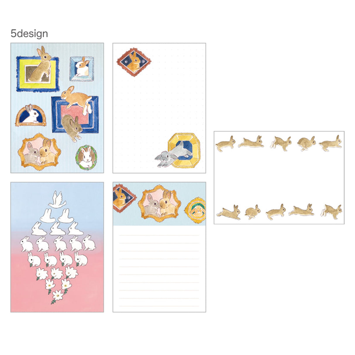 Papier Platz Schinako Moriyama Otegaru Memo Pad - Rabbits and Mysterious Frames