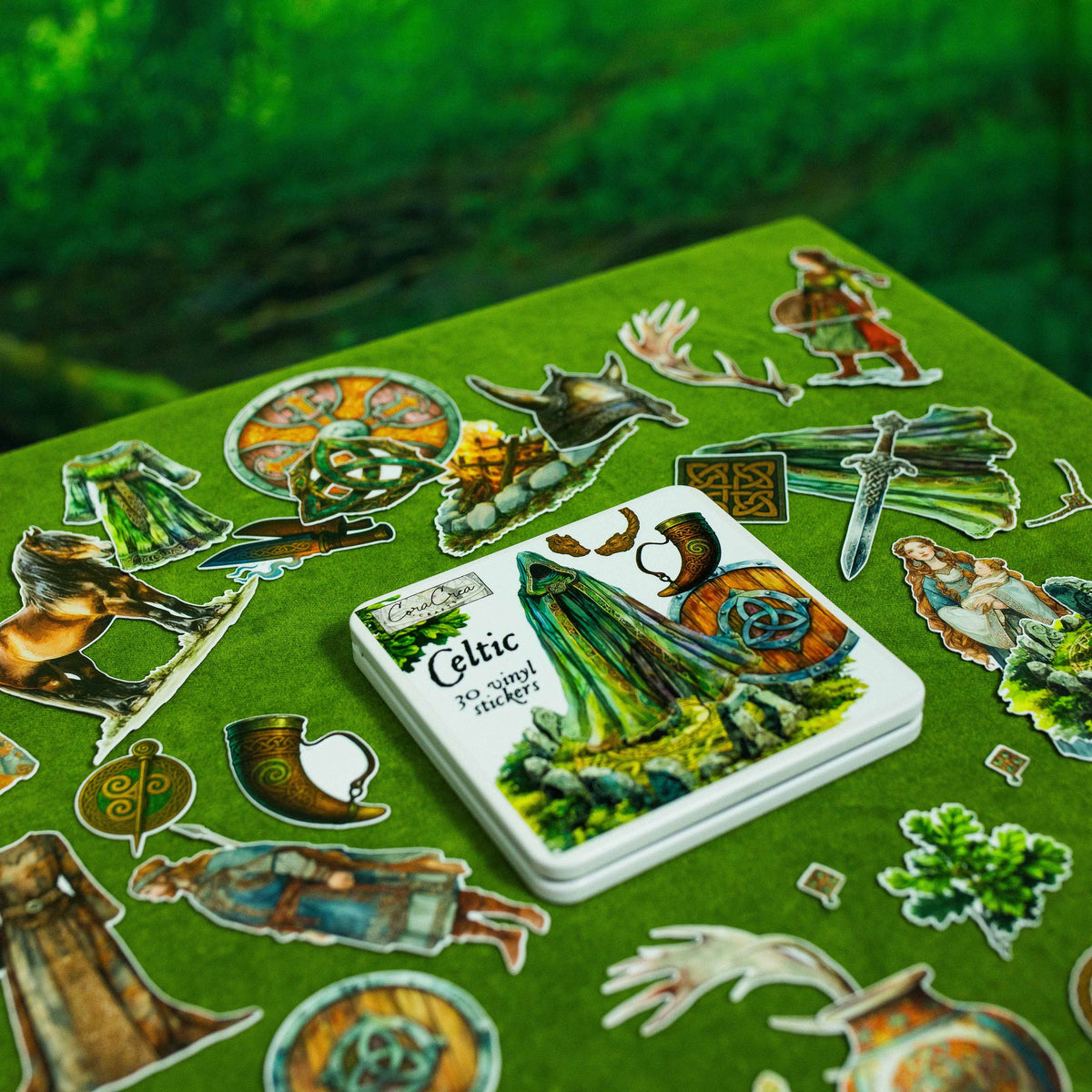 CoraCreaCrafts Celtic Sticker Tin Box