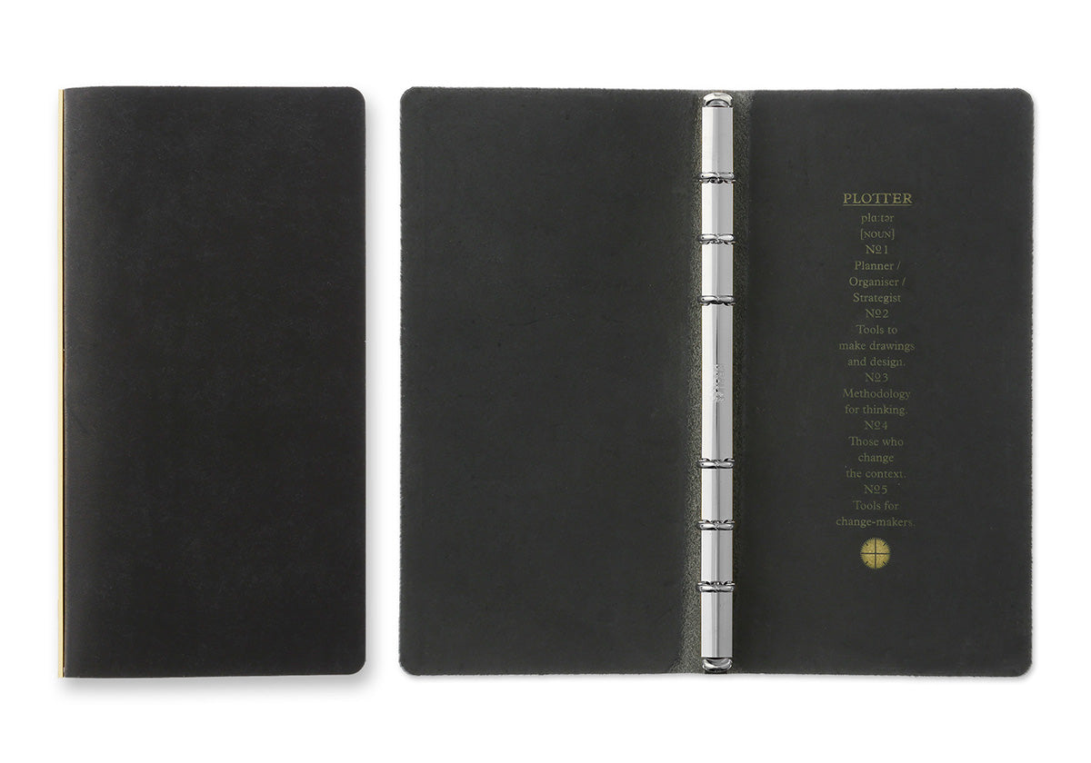 Plotter Pueblo 6-Ring Leather Binder - Narrow Size - Black