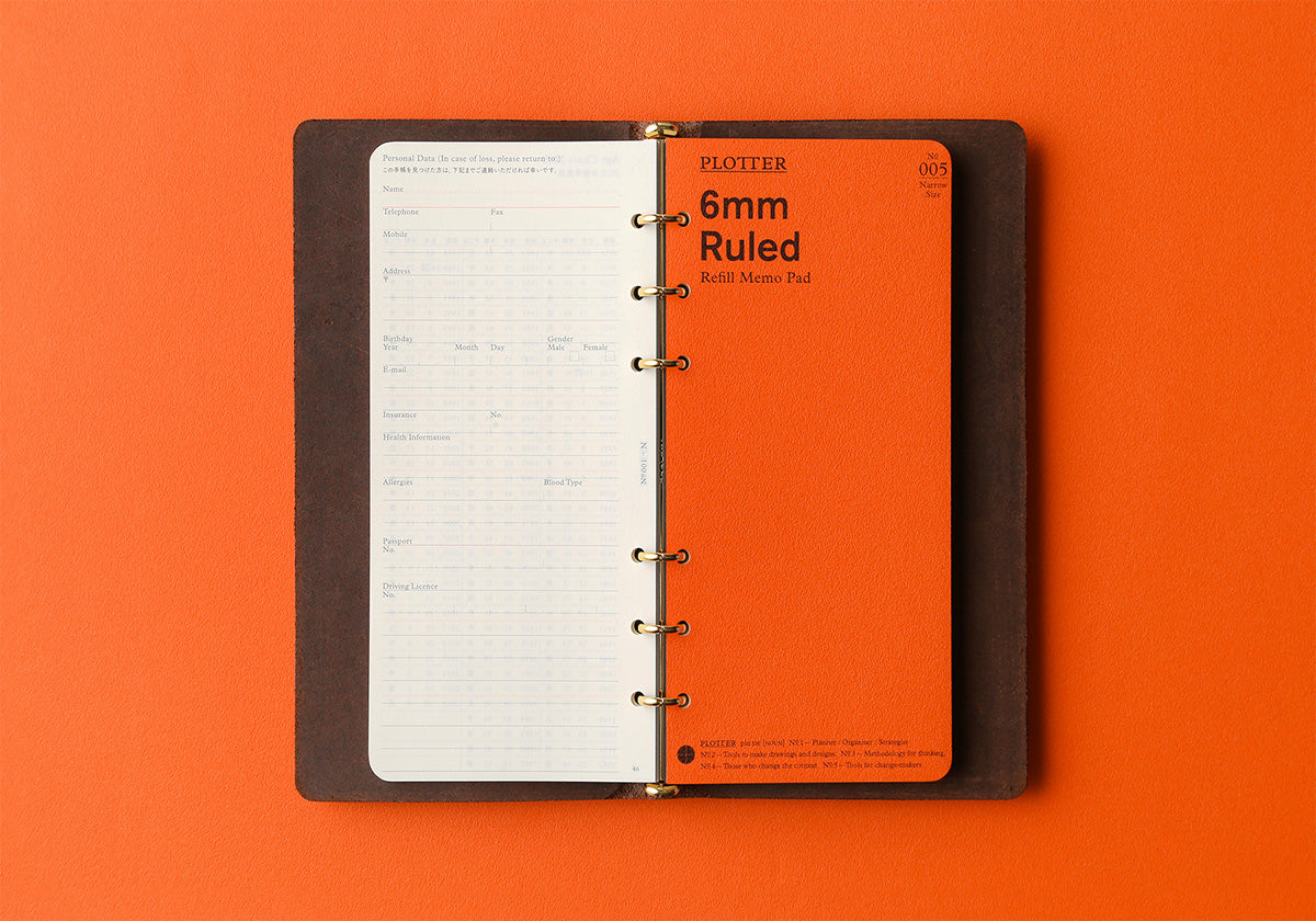 Plotter Pueblo 6-Ring Leather Binder - Narrow Size - Brown