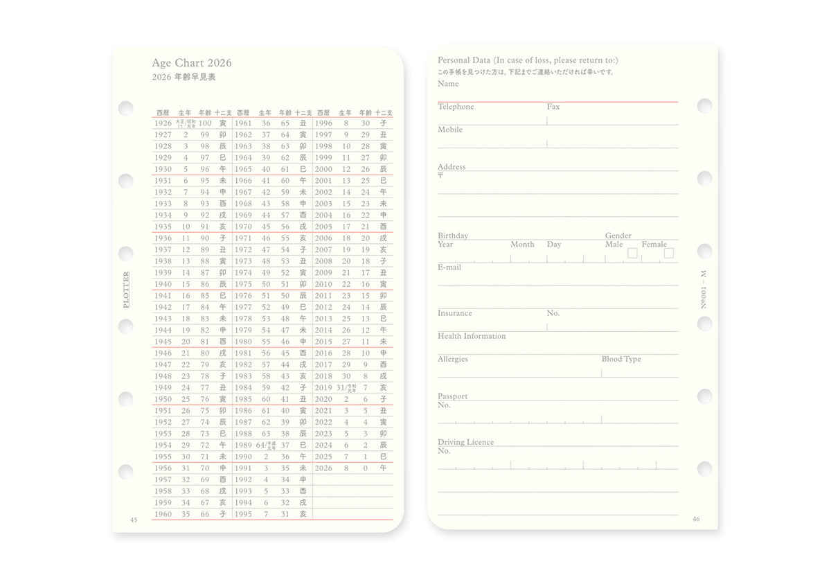 Plotter Monthly Schedule Refill 2026 - Mini Size