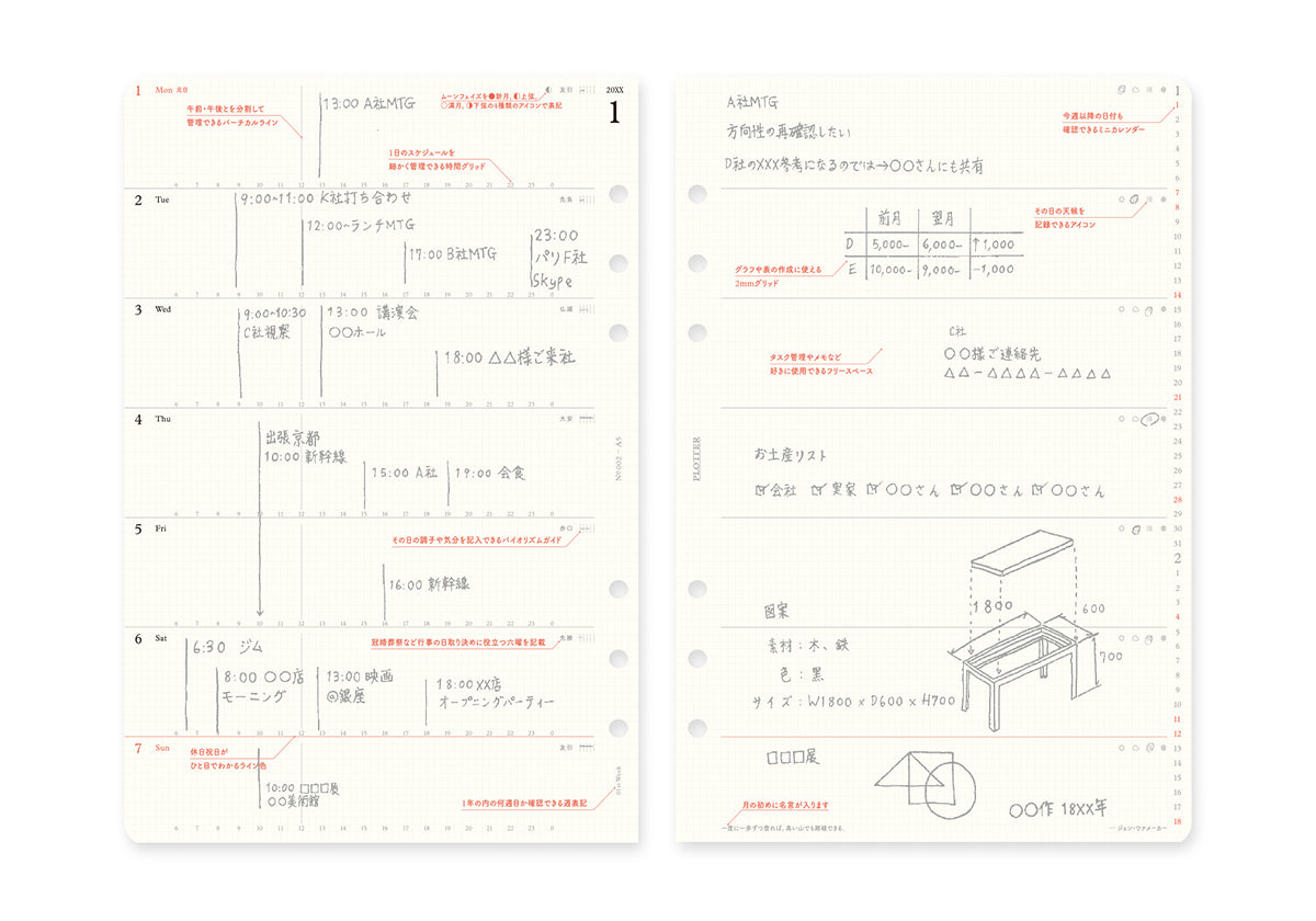 Plotter Weekly Schedule Refill 2027 - A5 Size