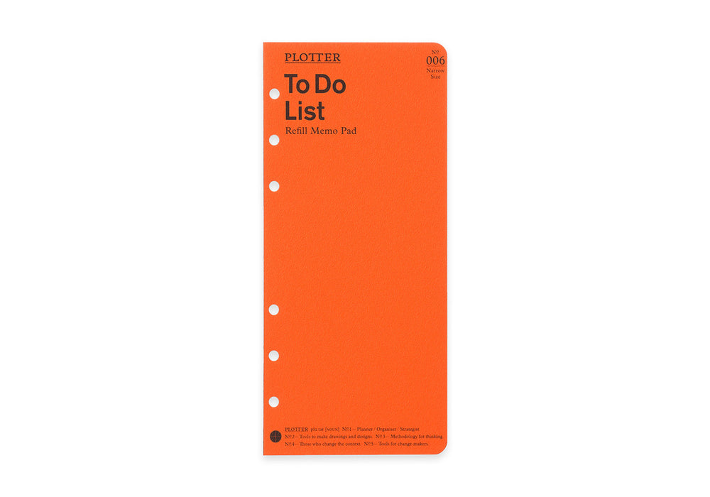 Plotter Refill Memo Pad - To Do List - Narrow Size