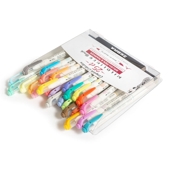 Zebra MILDLINER Dual-Tip Brush Pen - Assorted 25 Pack (Doorbuster)