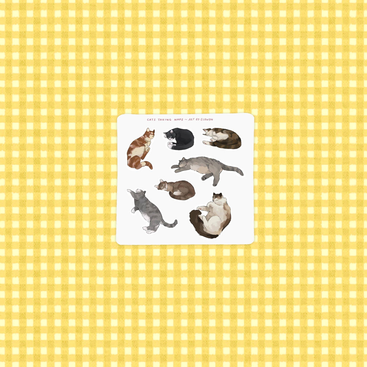 Art By Elowyn Mini Cats Taking Naps Sticker Sheets