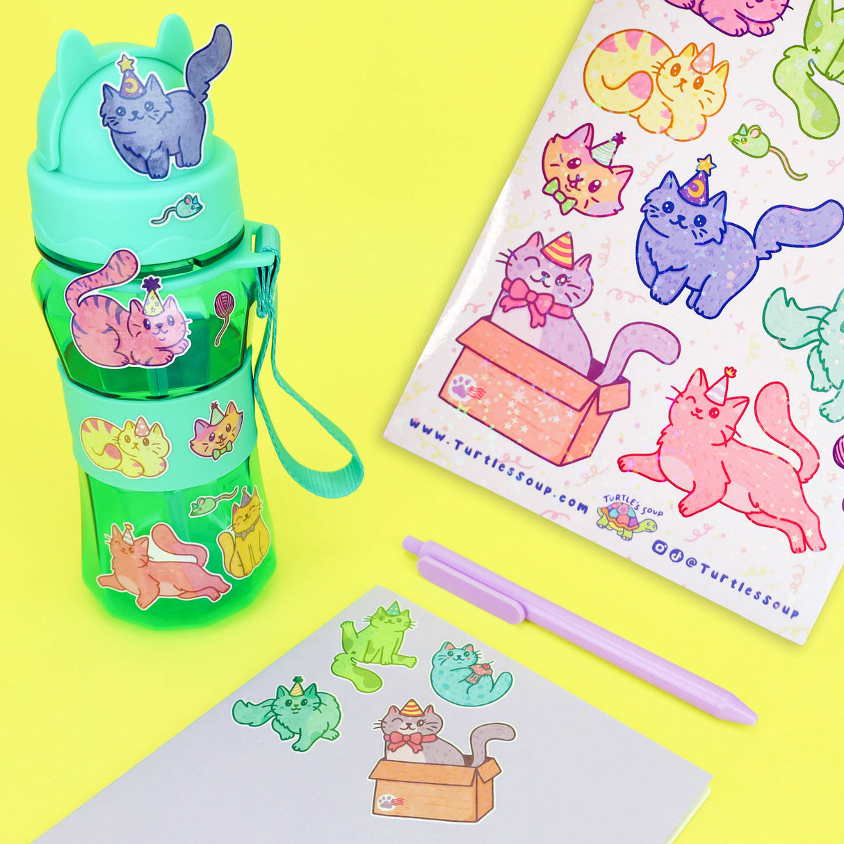 Birthday Cats Vinyl Sticker Sheet