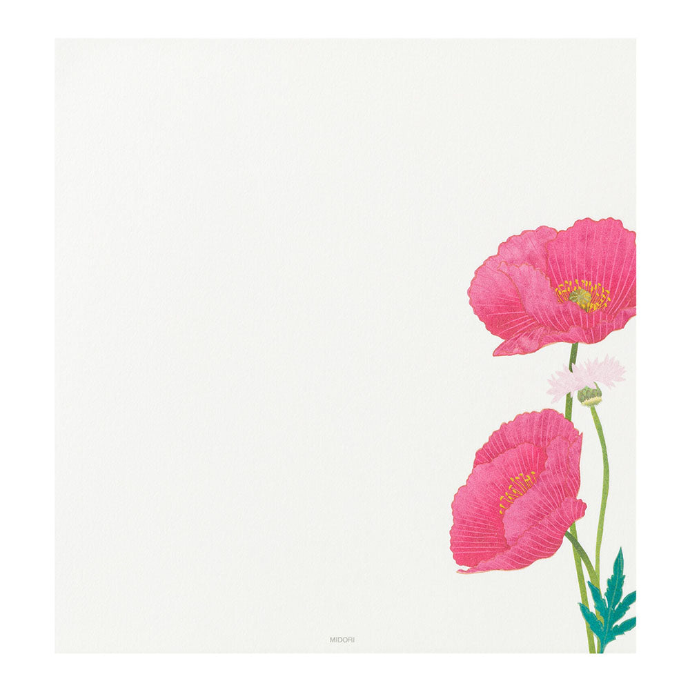 Midori Letter Pad - Four Designs Poppy