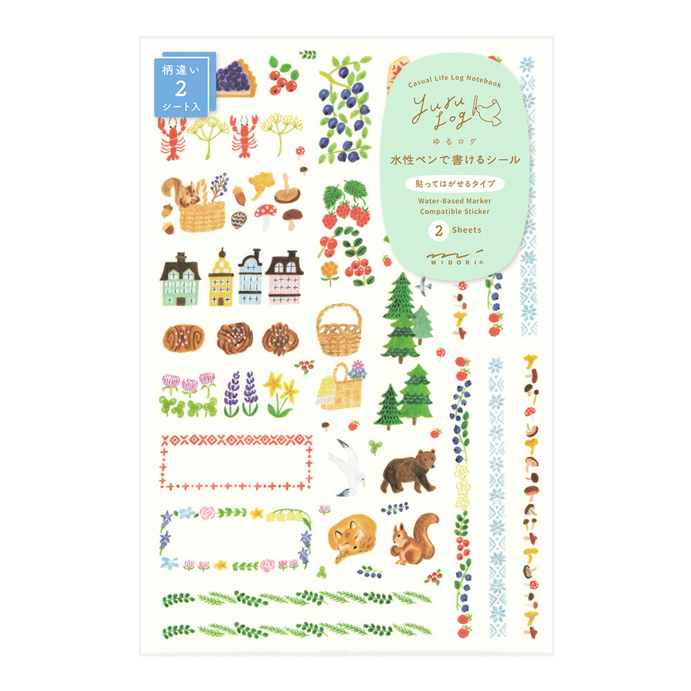 Midori Yuru Log Sticker 2 Sheets - Scandinavia