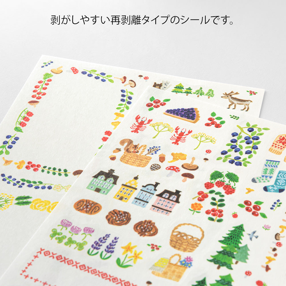 Midori Yuru Log Sticker 2 Sheets - Scandinavia