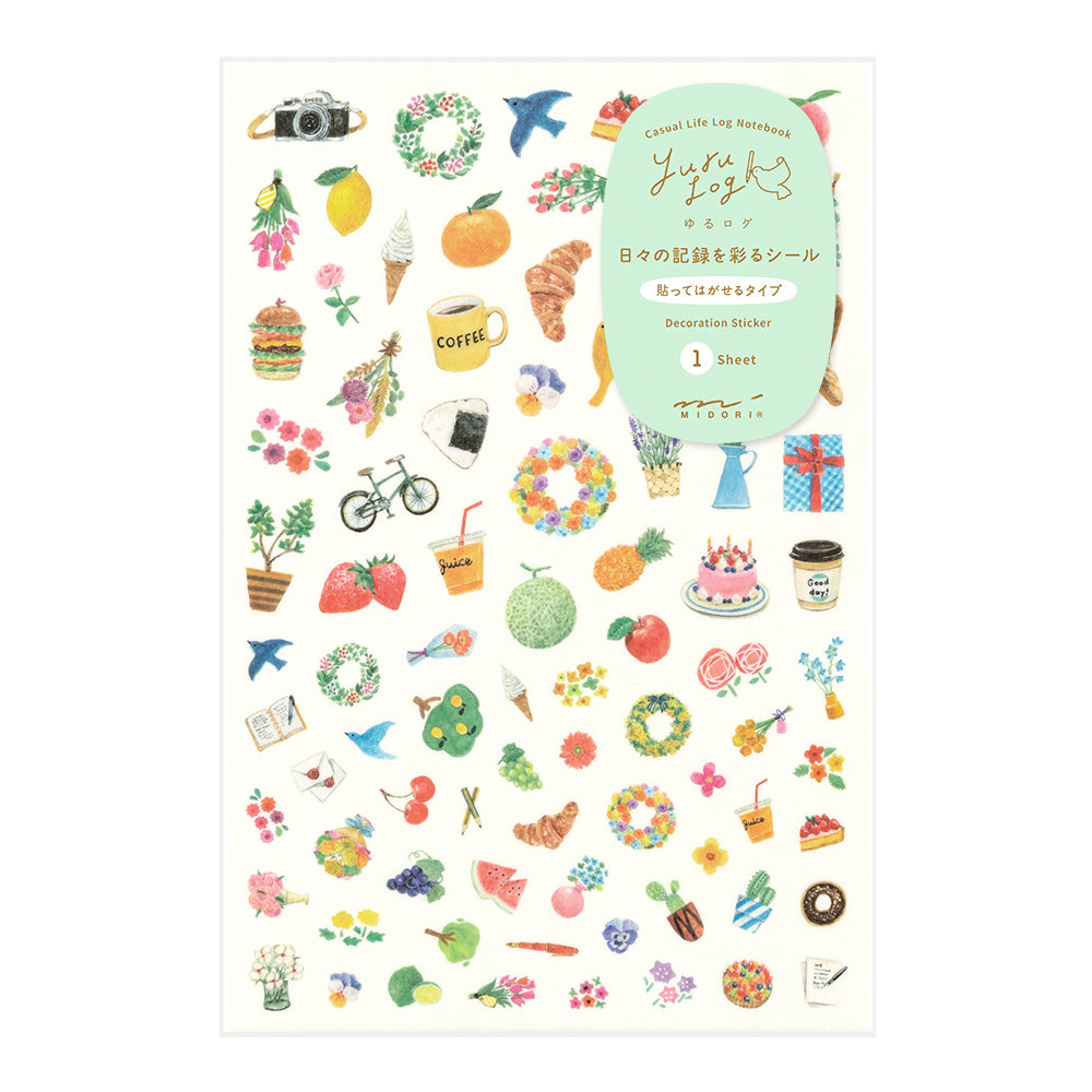 Midori Yuru Log Sticker 1 Sheet - Motif