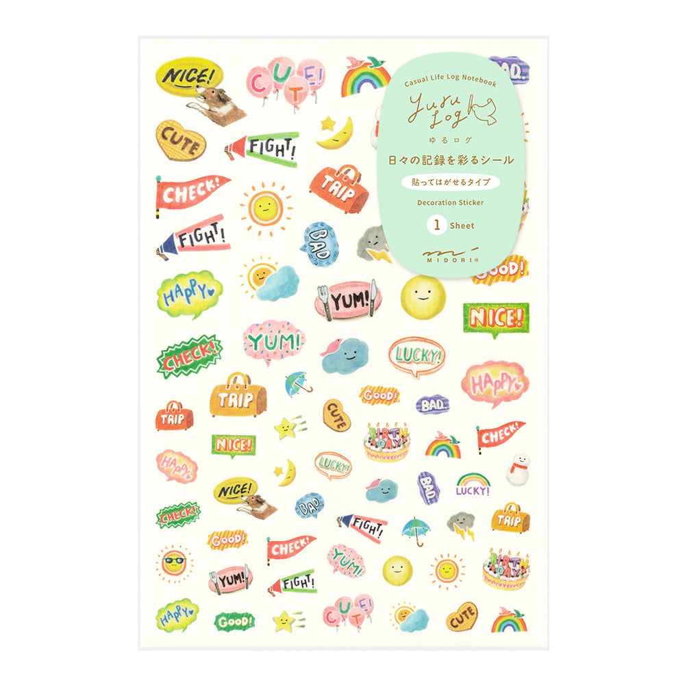 Midori Yuru Log Sticker 1 Sheet - Feeling