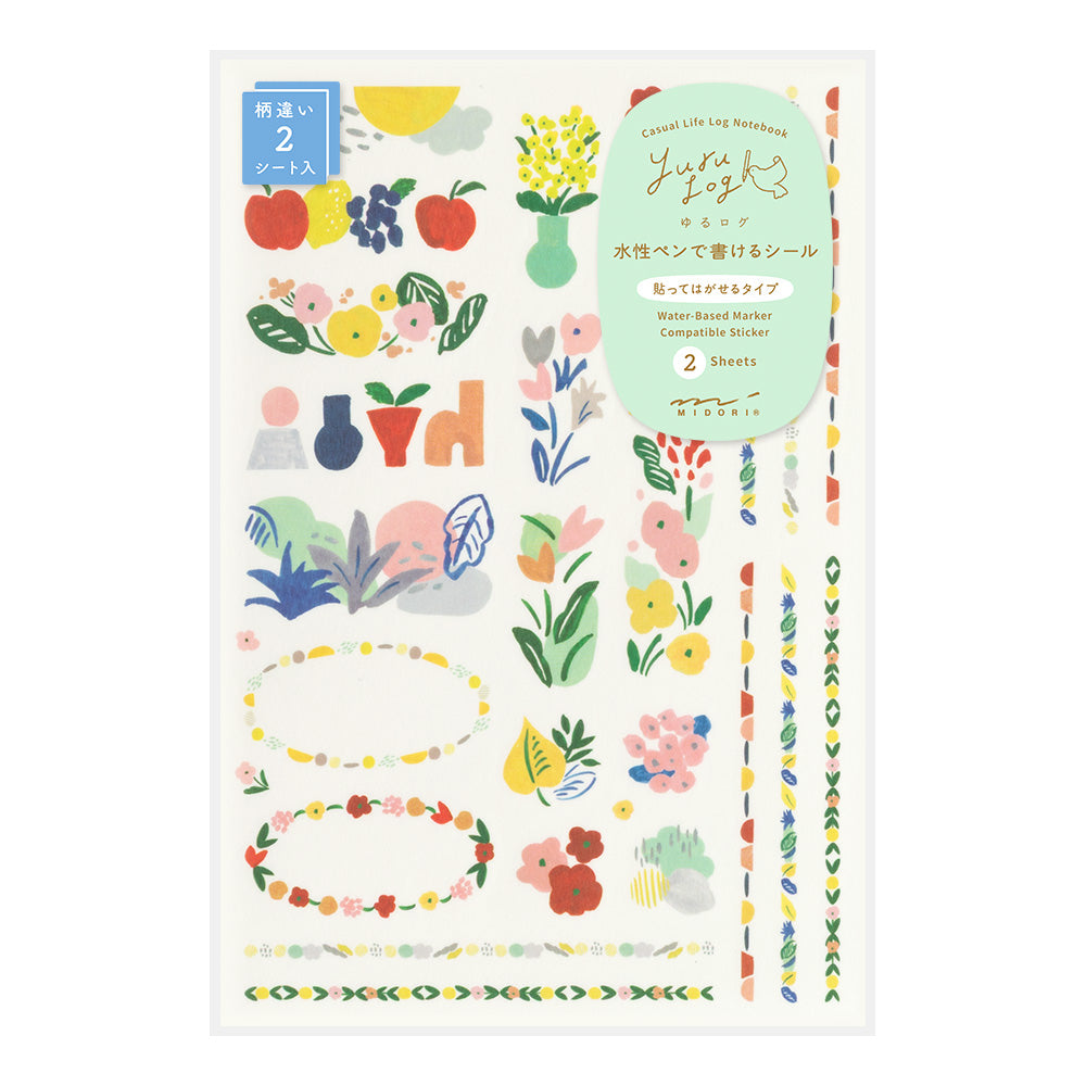Midori Yuru Log Sticker 2 Sheets - Motif Textile