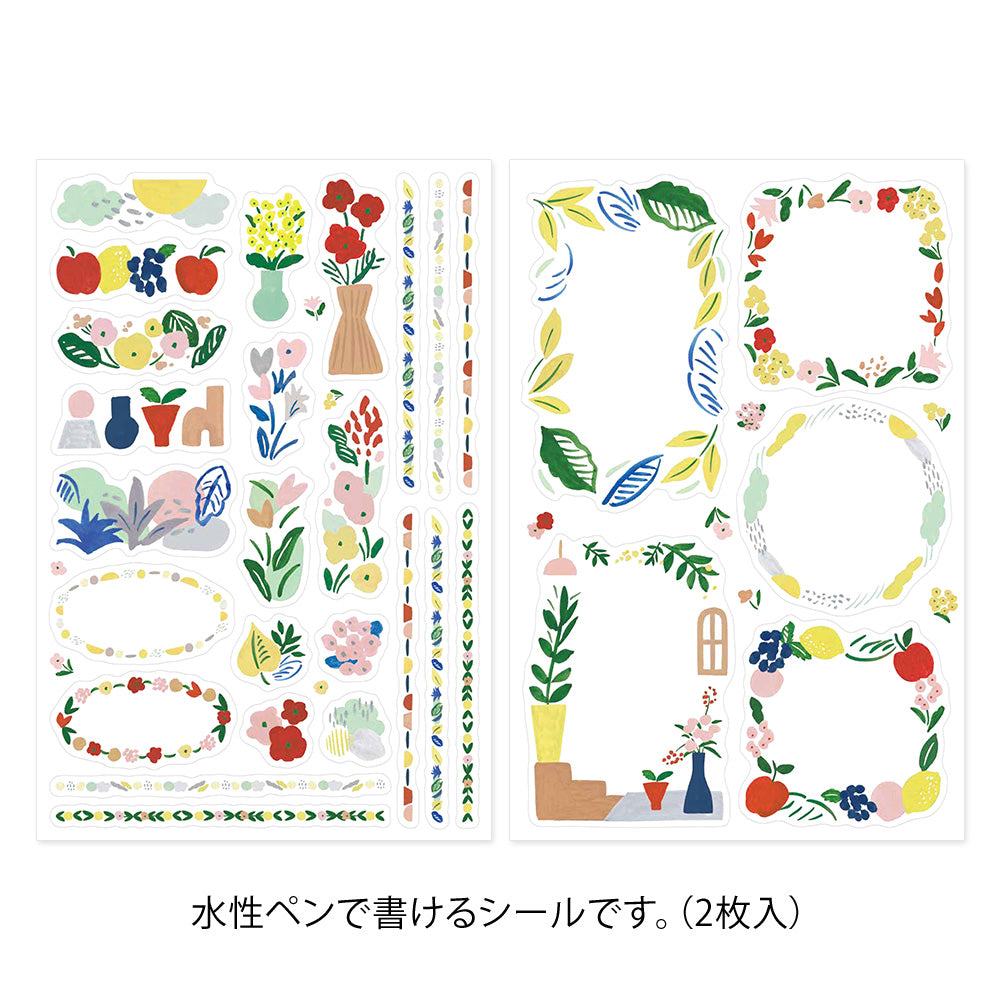Midori Yuru Log Sticker 2 Sheets - Motif Textile