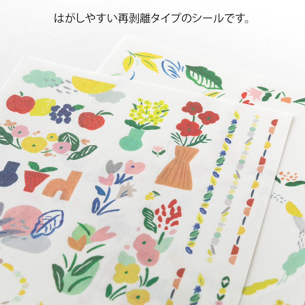 Midori Yuru Log Sticker 2 Sheets - Motif Textile