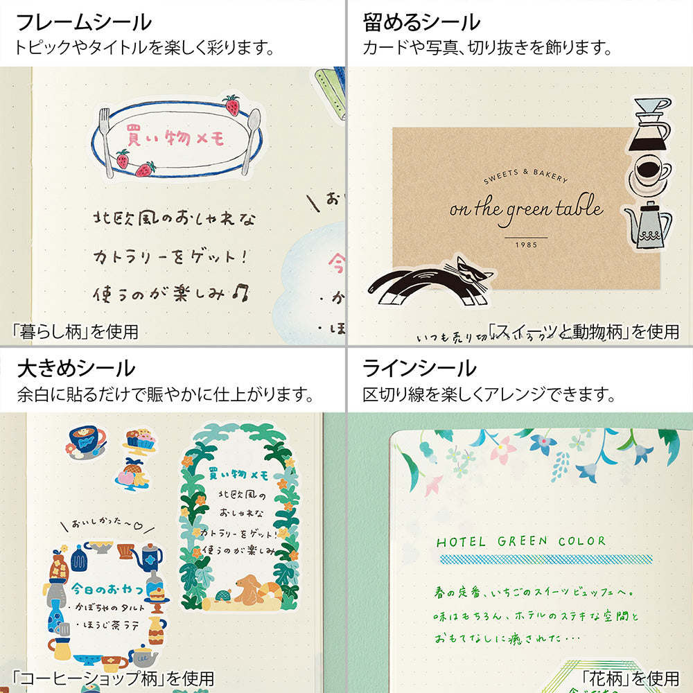 Midori Yuru Log Decoration Sticker 2 Sheets - Daily Life
