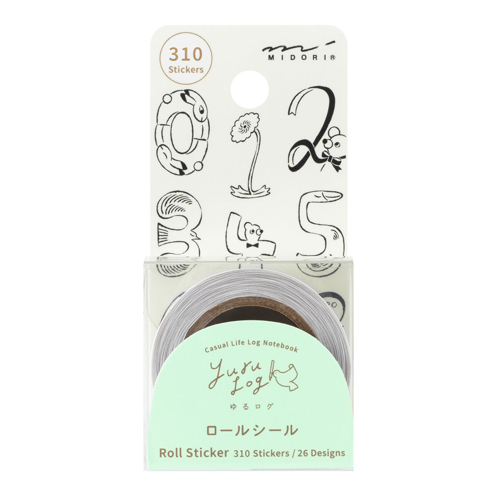 Midori Yuru Log Roll Sticker - Numbers