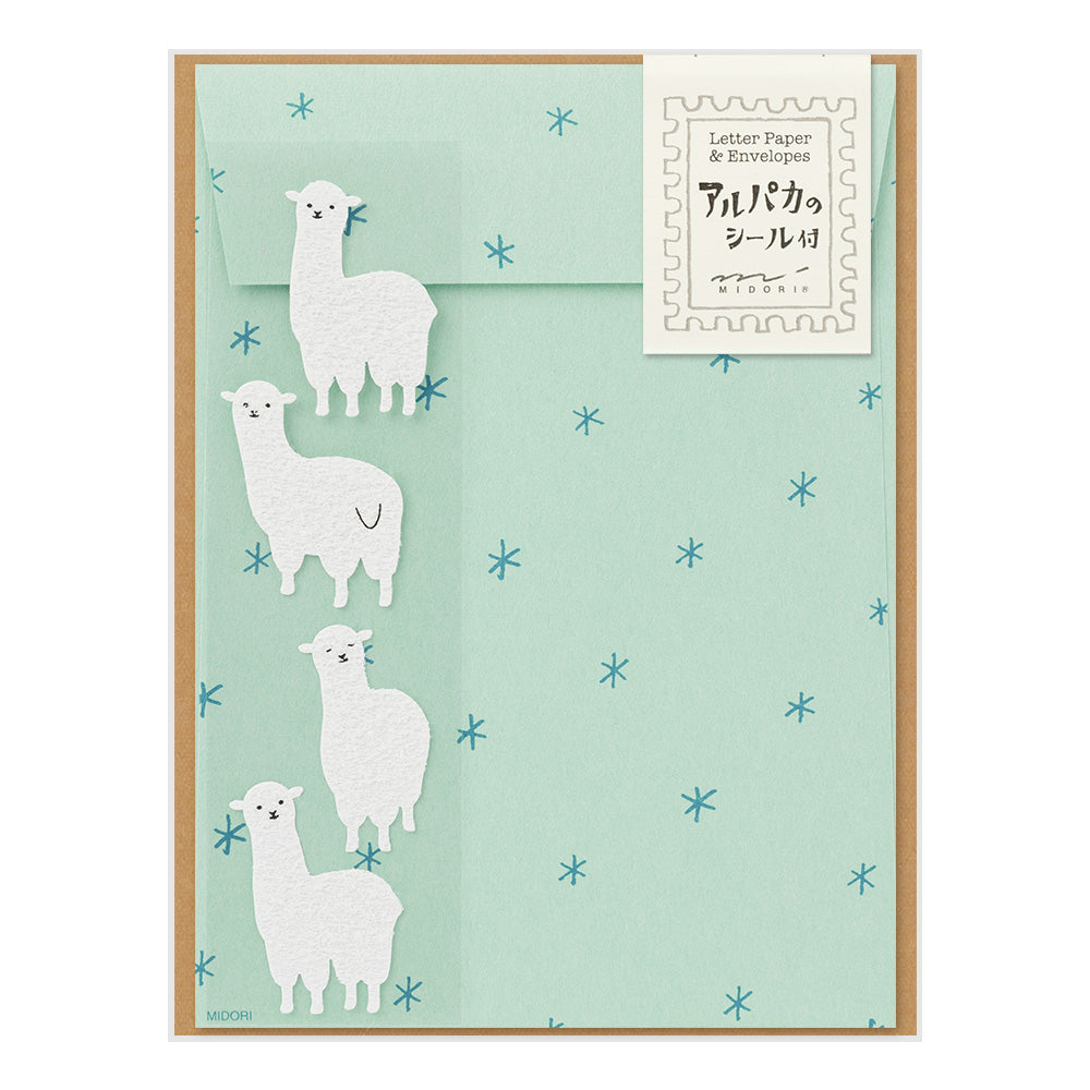 Midori Letter Set with Stickers - Alpaca