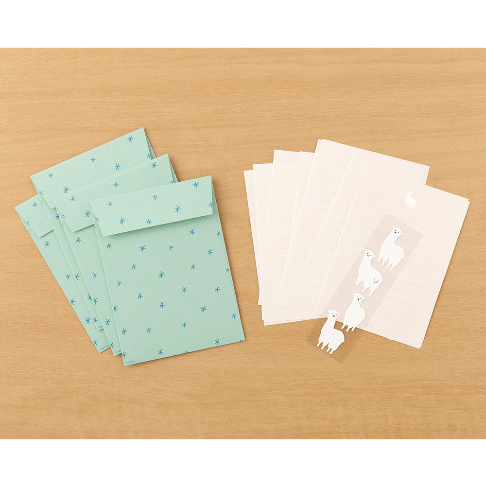 Midori Letter Set with Stickers - Alpaca