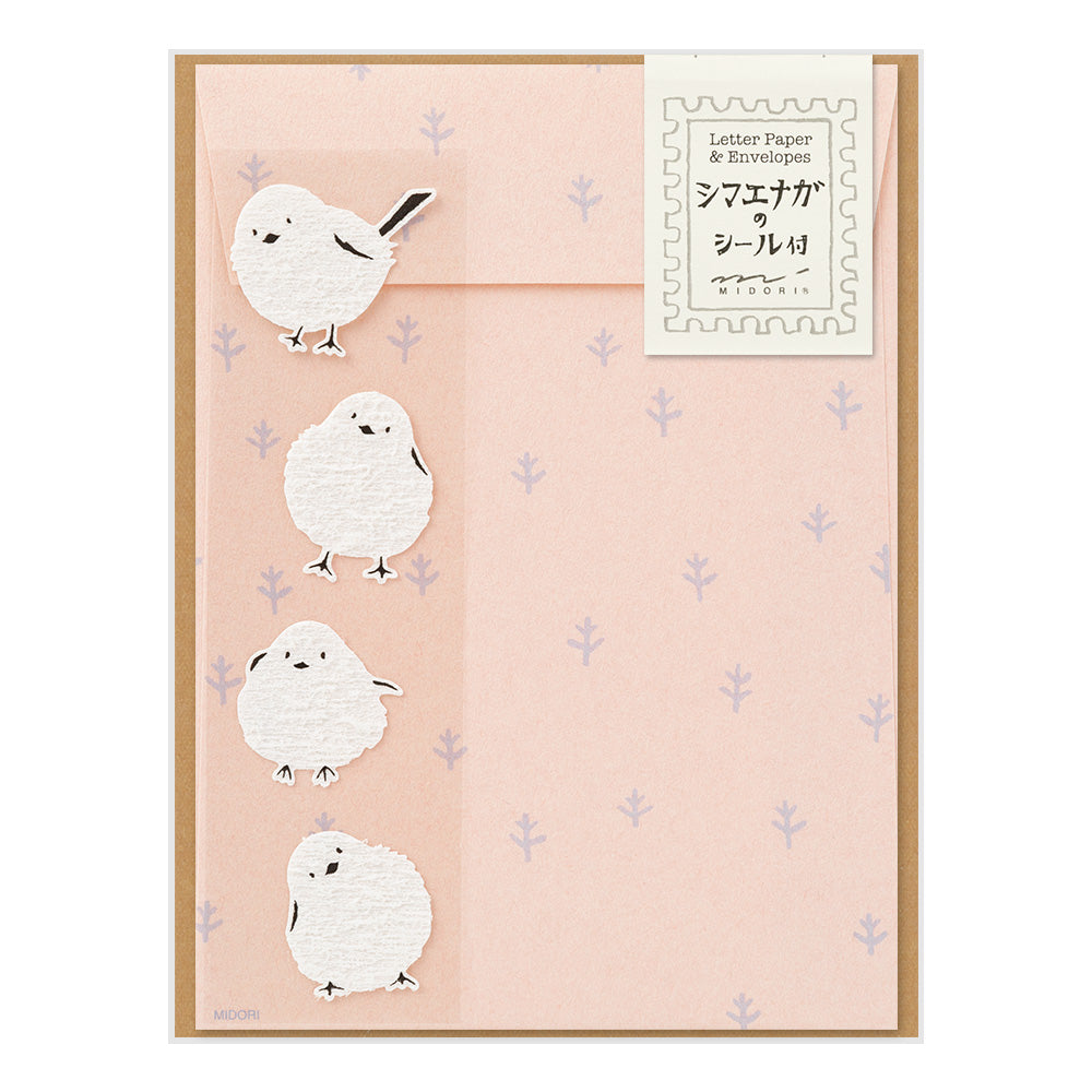Midori Letter Set with Stickers - Long-Tailed Tit
