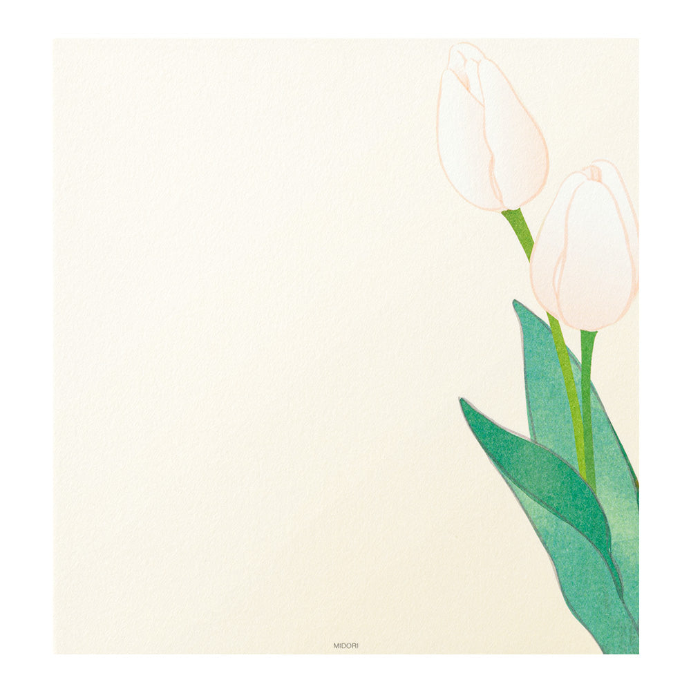 Midori Letter Pad - Four Designs Spring Flower White