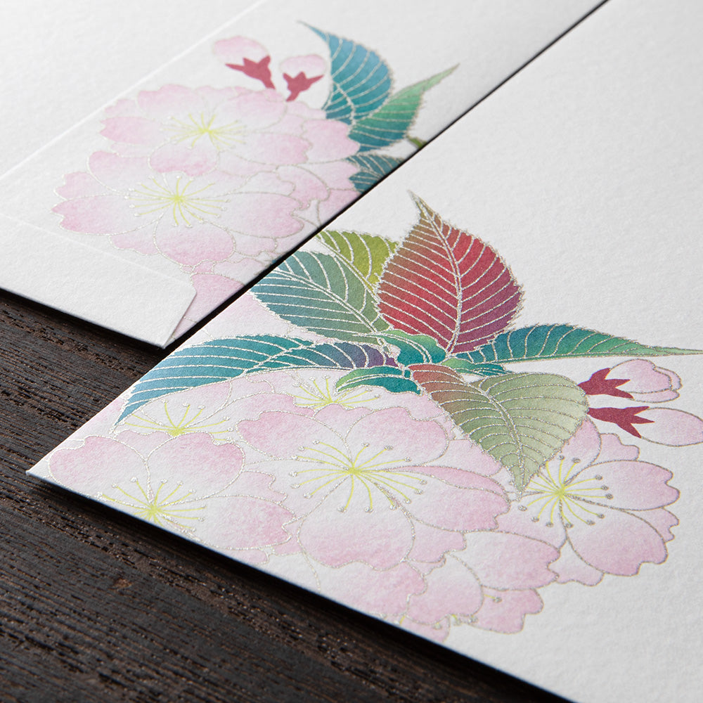 Midori Envelope - Silk-Printing Ball-Shaped Cherry Blossom